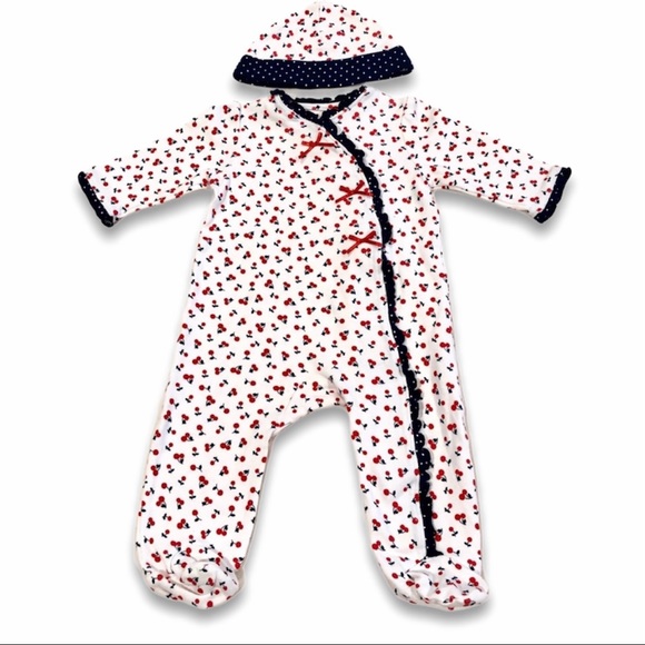 Little Me Other - 22. EUC Little Me Cherries Footie + Hat, 6m